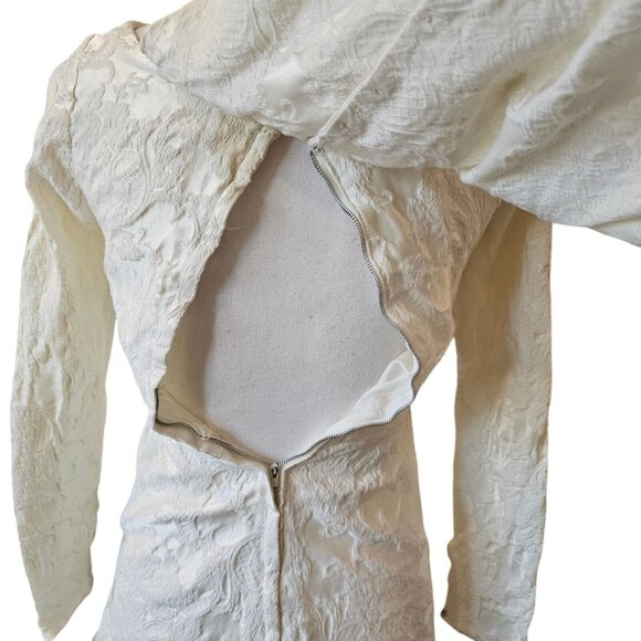 Vintage 50s 60s Womens Size 0 Ivory‎ Wedding Gown Longsleeve Attached Cape Train - Picture 11 of 16